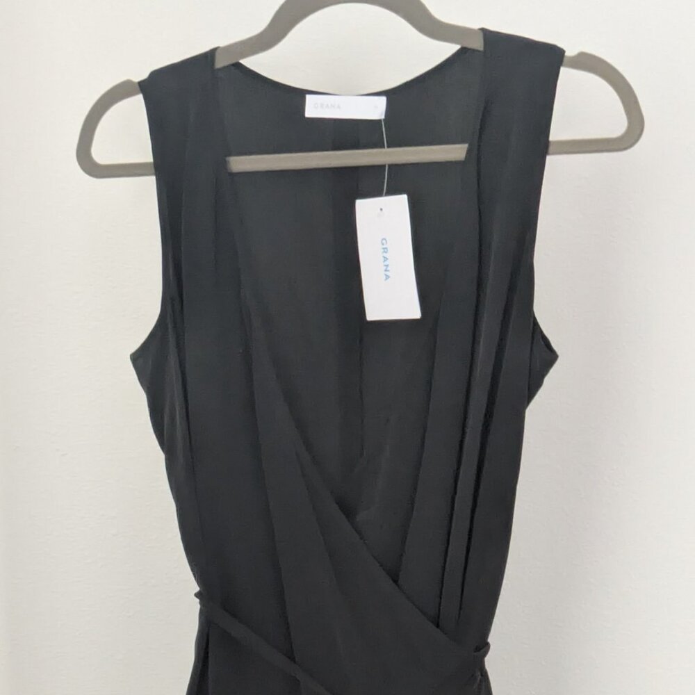 Grana black silk wrap dress size M